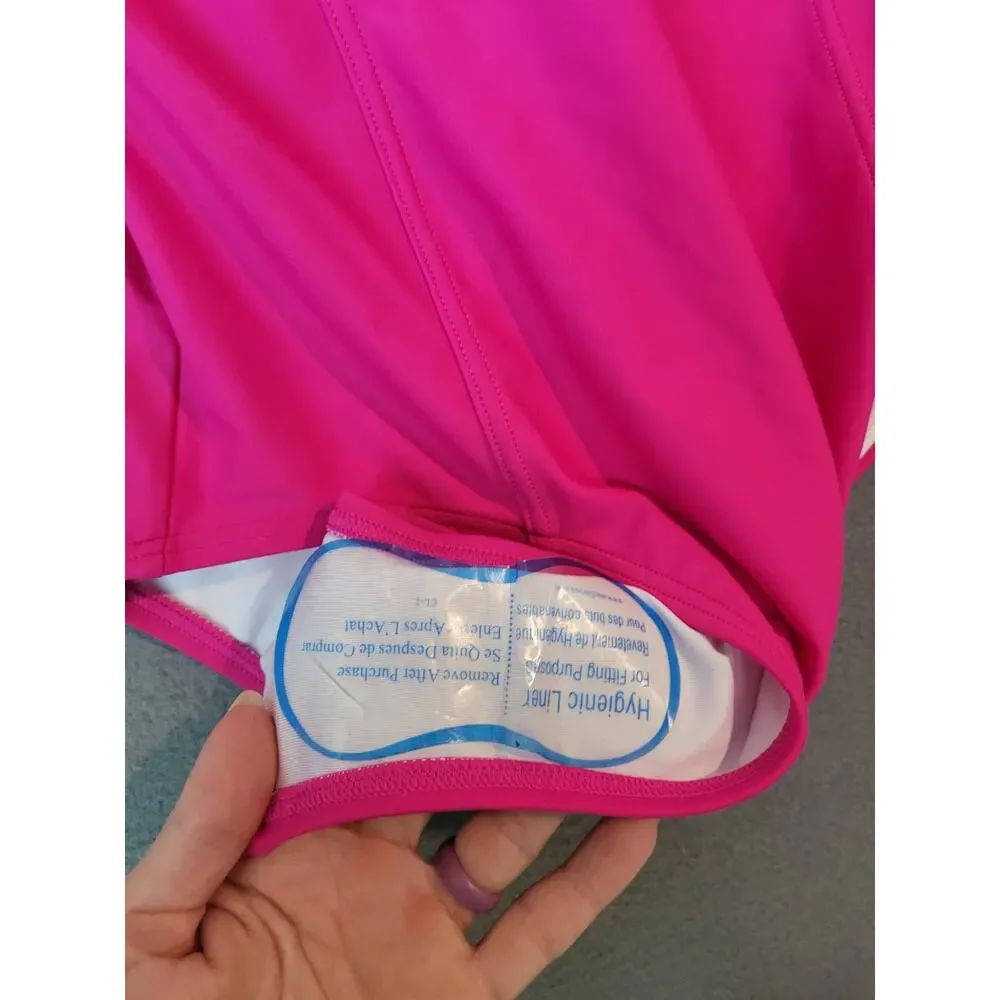 DKNY Plunge One Piece Swimsuit 8 NWT Pink Resort Vacation Slimming Summer Swim - Picture 12 of 16